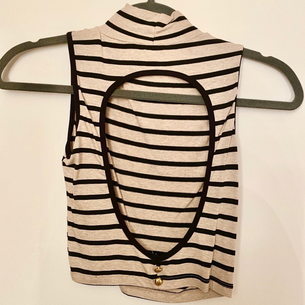 Turtle neck crop top with cutout back